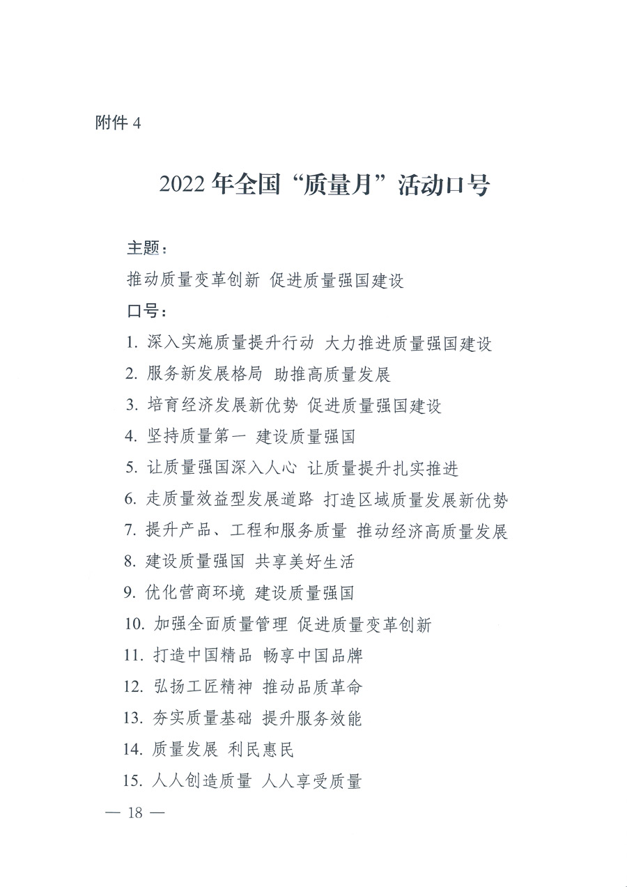 市場(chǎng)監(jiān)管總局等21個(gè)部委(部門)發(fā)文部署開展2022年全國“質(zhì)量月”活動(dòng)(國市監(jiān)質(zhì)發(fā)〔2022〕76號(hào))
