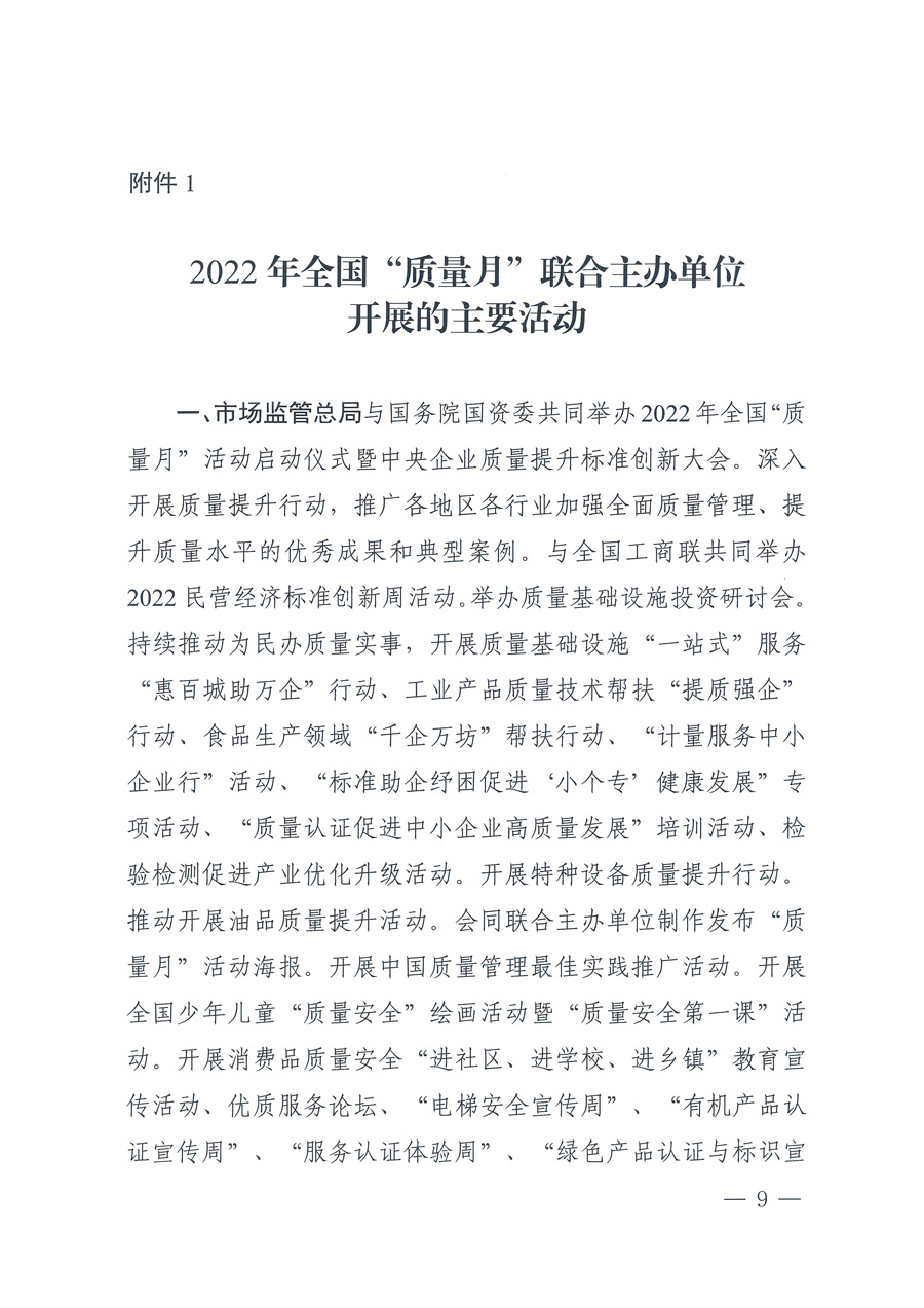 市場(chǎng)監(jiān)管總局等21個(gè)部委(部門)發(fā)文部署開展2022年全國“質(zhì)量月”活動(dòng)(國市監(jiān)質(zhì)發(fā)〔2022〕76號(hào))